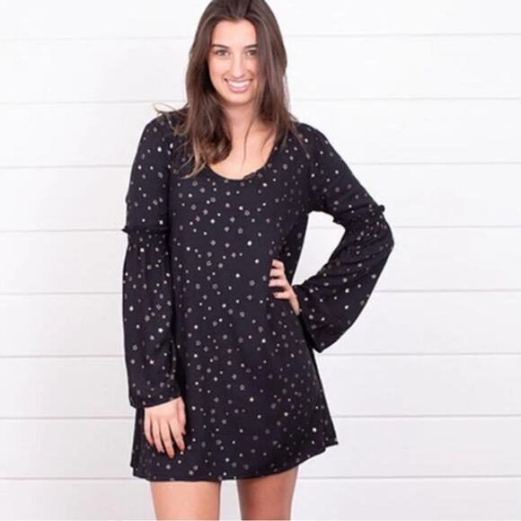 Date night NWT Knot Sisters Nixon Dress – Black Shift w/ Metallic Stars |Size S - Picture 1 of 6